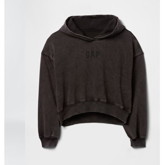 GAP Womens Crop Logo Hoodie Faded Black XSmall - Picture 1 of 14